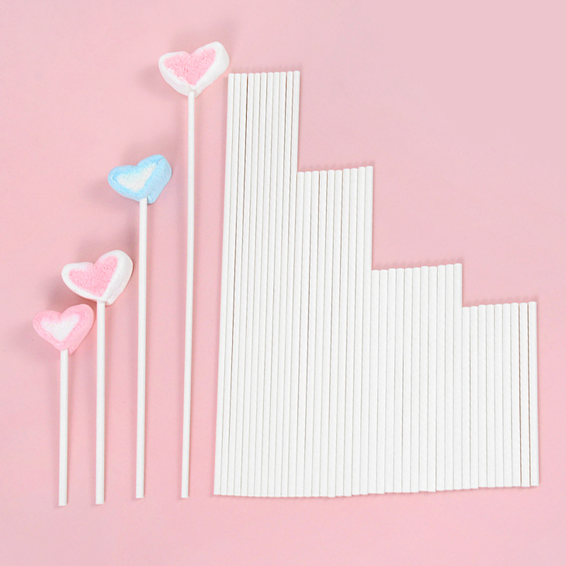 Cotton Candy Cone - 100pcs Solid Core White Paper Lollipop