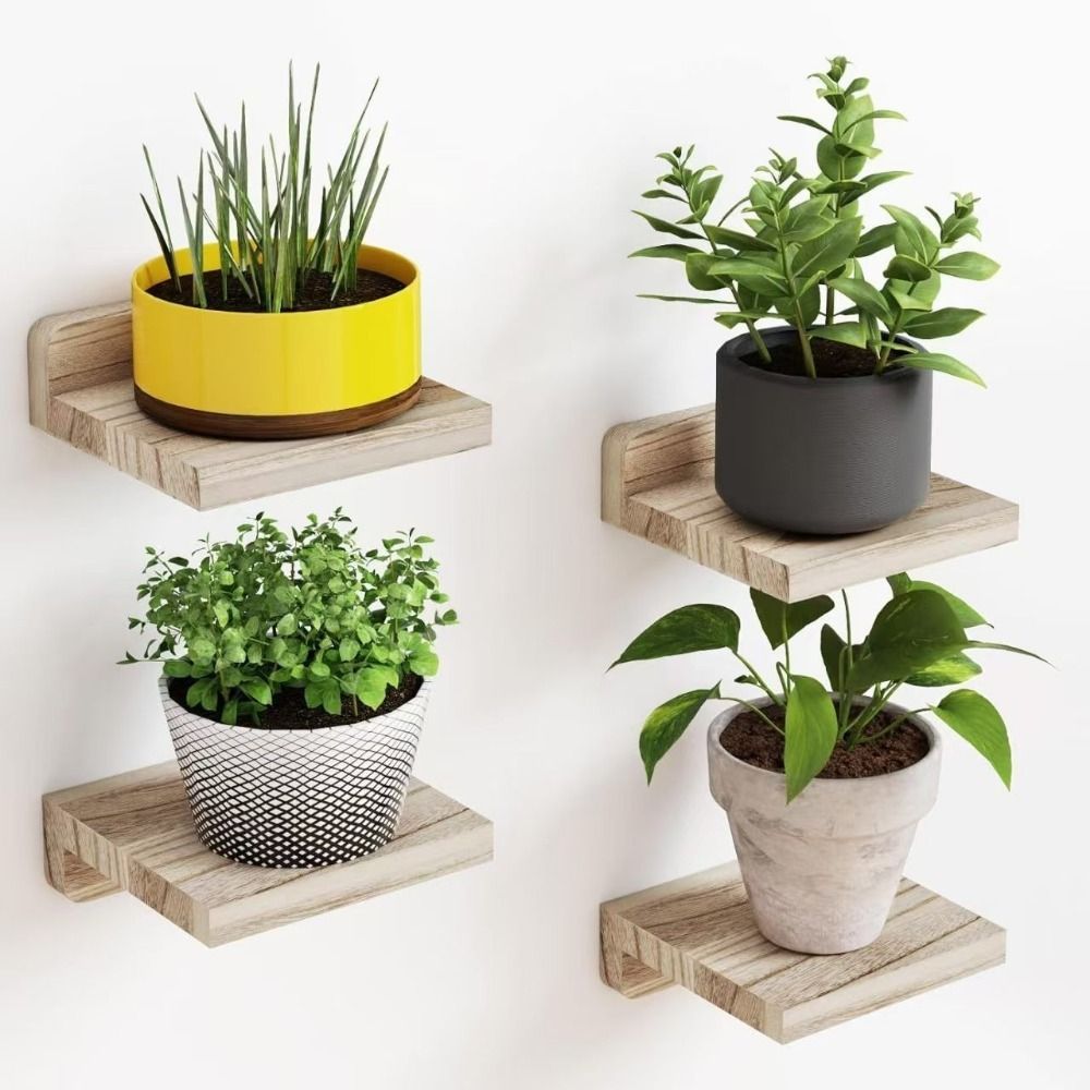 4PCS Wood Small Floating Shelv - Flower Wall Panel ulasan dan harga