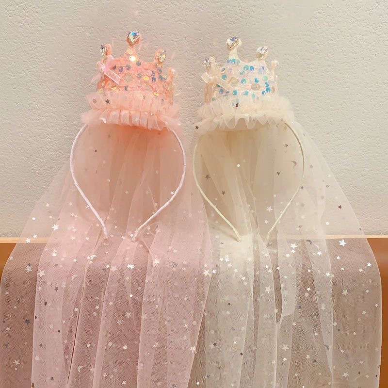 Princess Crown Veil Headbands  - Glitter Tablecloth ulasan dan harga