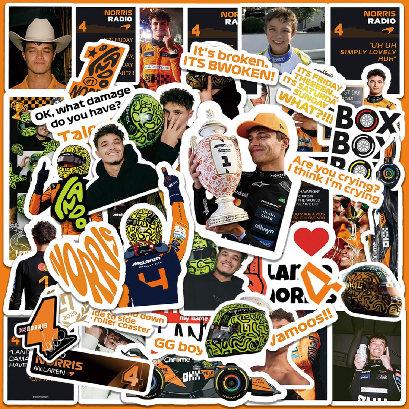 5-6 Sheets F1 Stickers, Norris - Supply Event ulasan dan harga