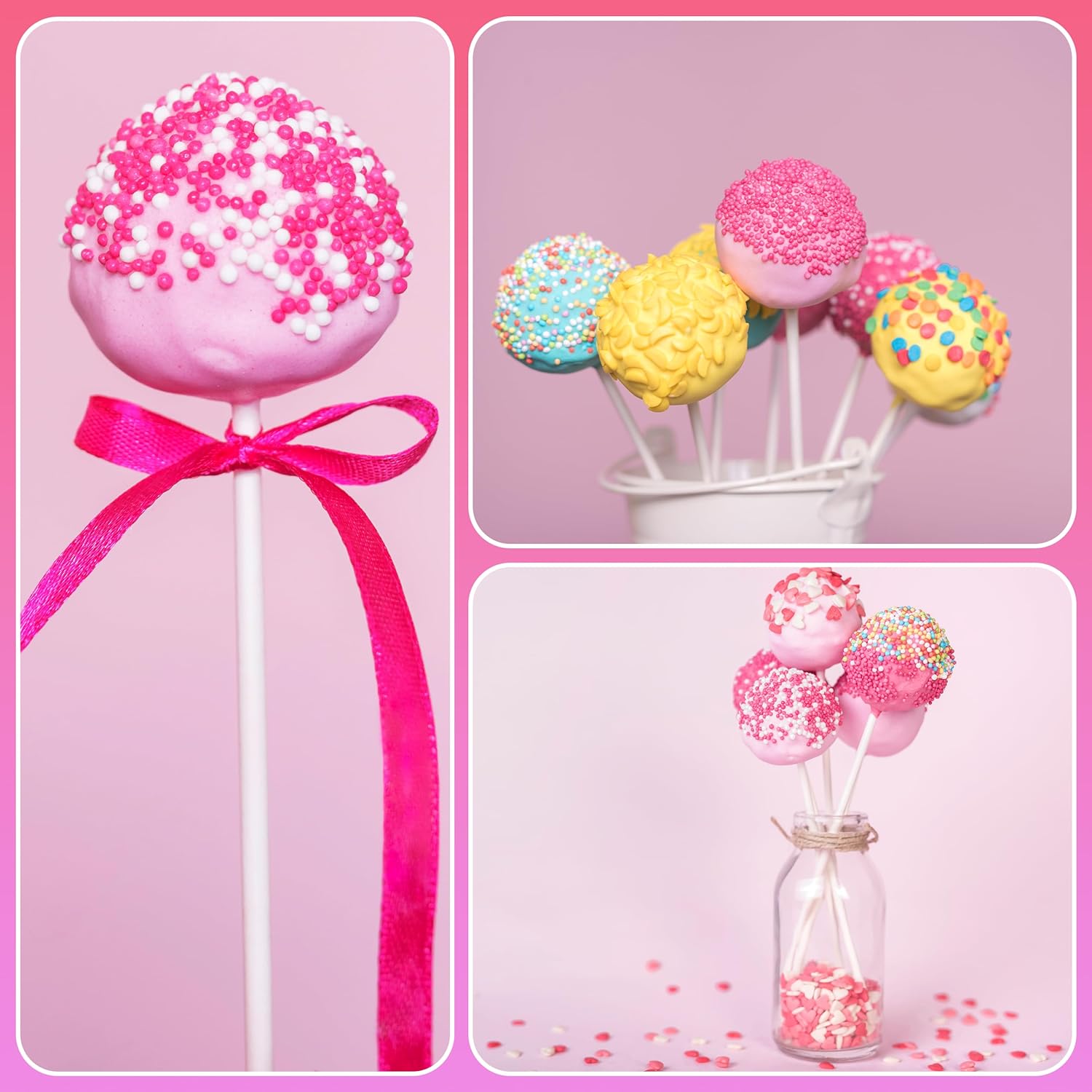 100Pcs DIY Candy Sticks Lollip - Cotton Candy Cone ulasan dan harga