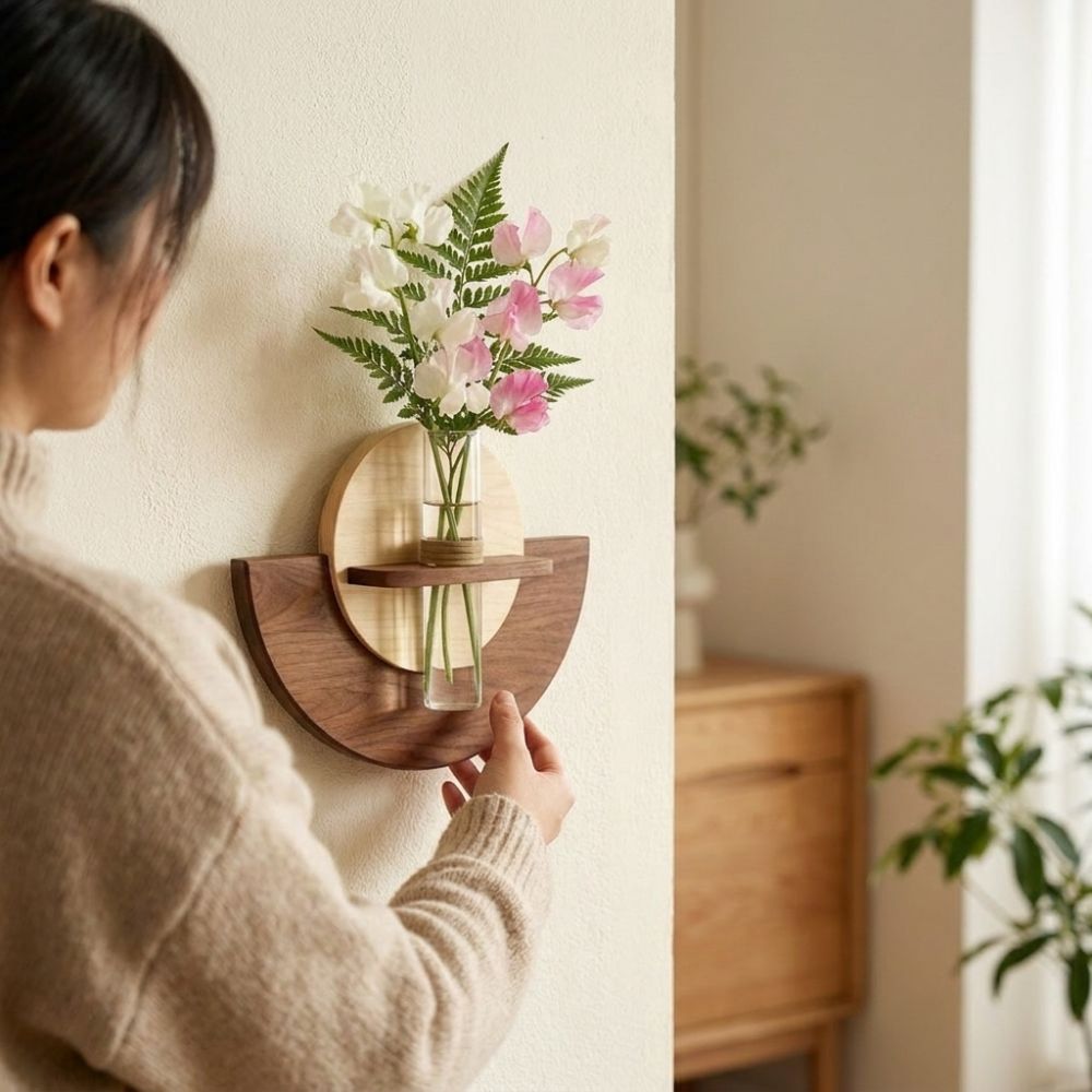 Oval Wood Wall Mount Flower Sh - Flower Wall Panel ulasan dan harga